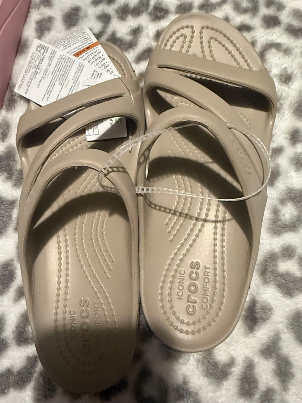 CROCS Kids' Beige Dual-Strap Slide Sandals